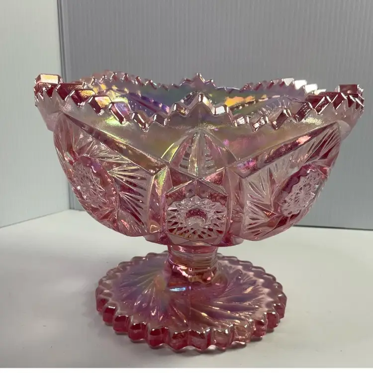 Smith Smith Comet In The Stars Iridescent Pink Compote Dish