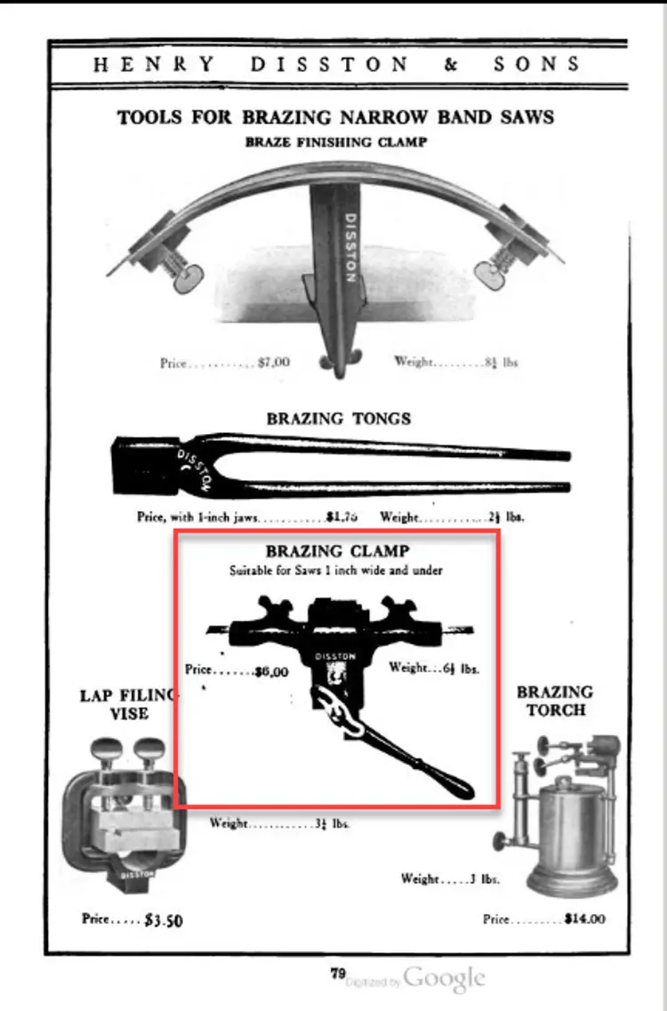 Rare Antique Henry Disston & Sons Philadelphia USA Band Saw Brazing Bench Vise