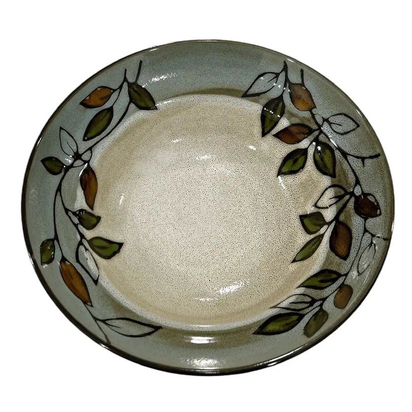 Pfaltzgraff Ceramic Rustic Brown and Green Vine and Leaves Soup Bowl