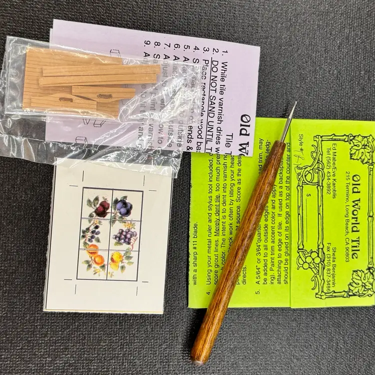 Vintage Miniature “Tile” Tray Kit Fruit Design