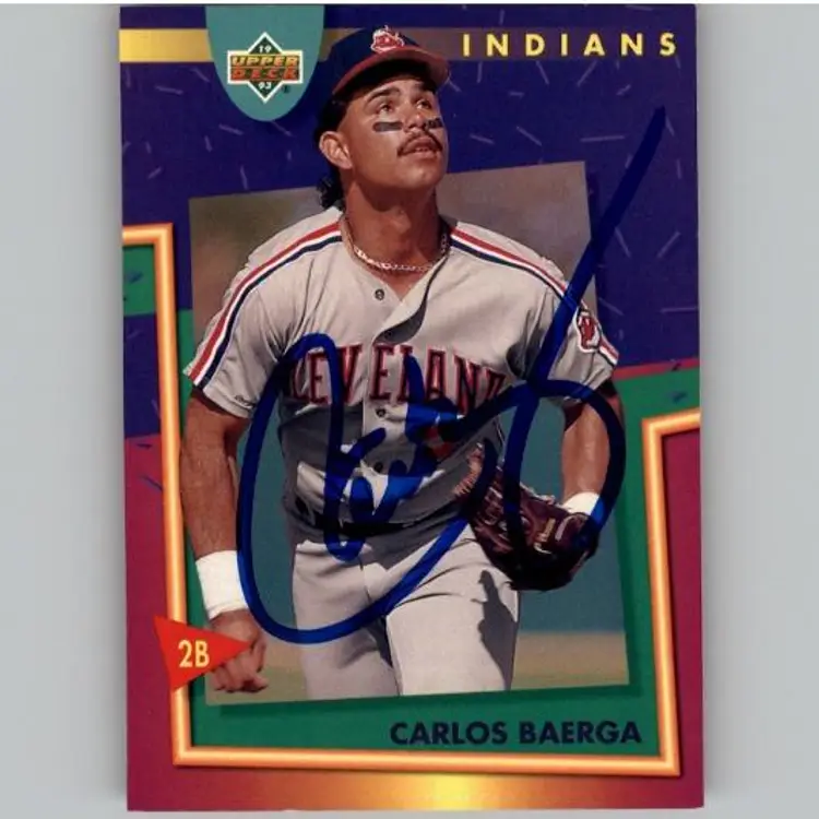 Carlos Baerga Signed Cleveland Indians 1993 Upper Deck Baseball Card #107