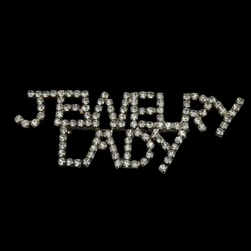 Vintage “Jewelry Lady” Silver Tone Rhinestone Brooch