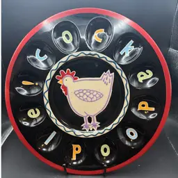 ‘Cockadoodle’ Chicken Ceramic Deviled Egg Plate by Becky Denny