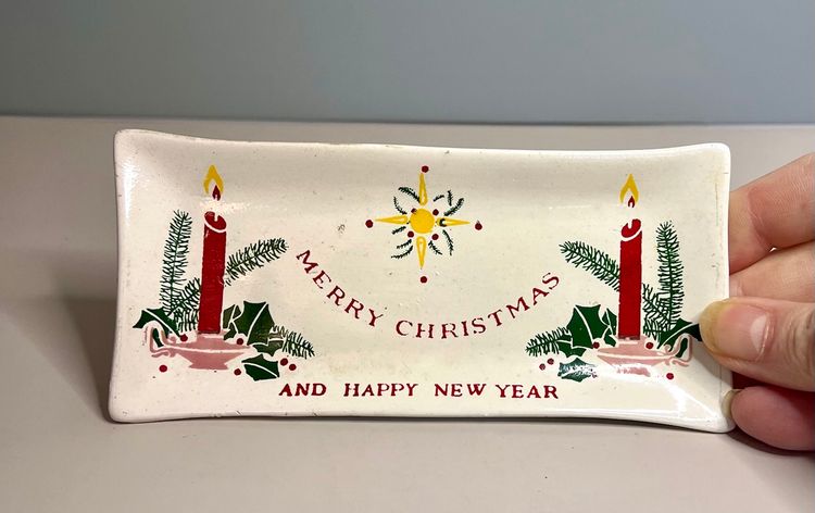 Vintage 1950’s Ceramic Commodore Merry Christmas Happy New Year Trinket Dish