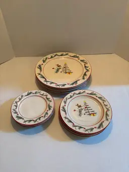 Vintage Farberware "Holiday Snowman" #4380 Place Setting for 4 Ceramic 16 Plates