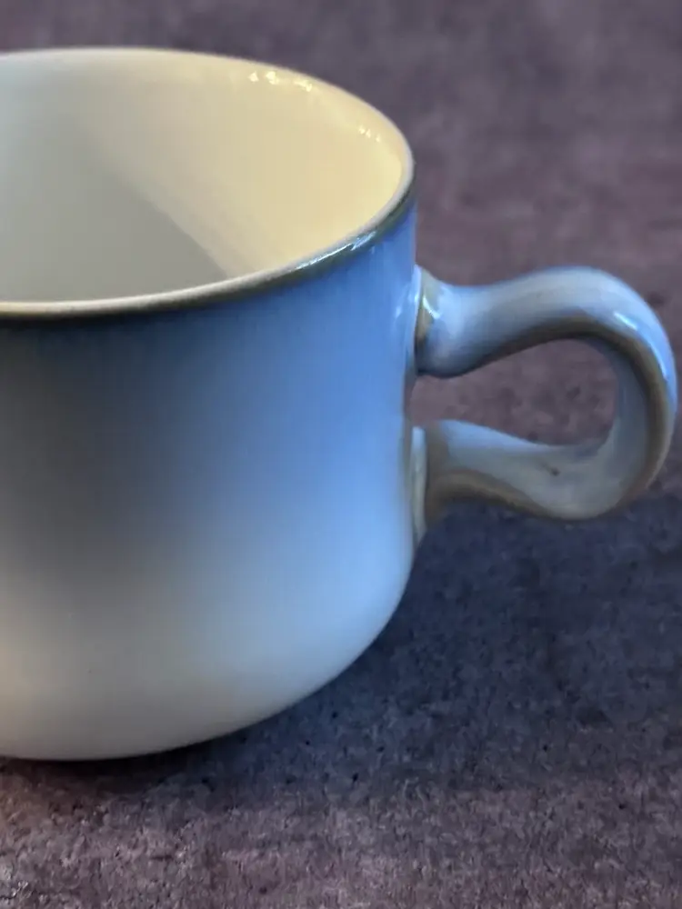 Vintage Denby England Stoneware Blue Brown Haze Coffee Mug Cup