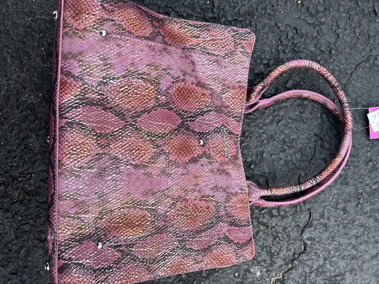 Sassy Jones Pink/Purple Snake Print Faux Leather Shoulder Bag