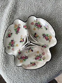Hand Painted Three Section Trinket Dish