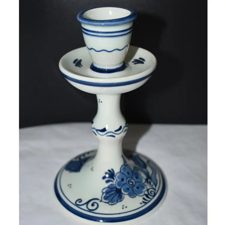 Hand Painted Delft Candle Holder From Holland
