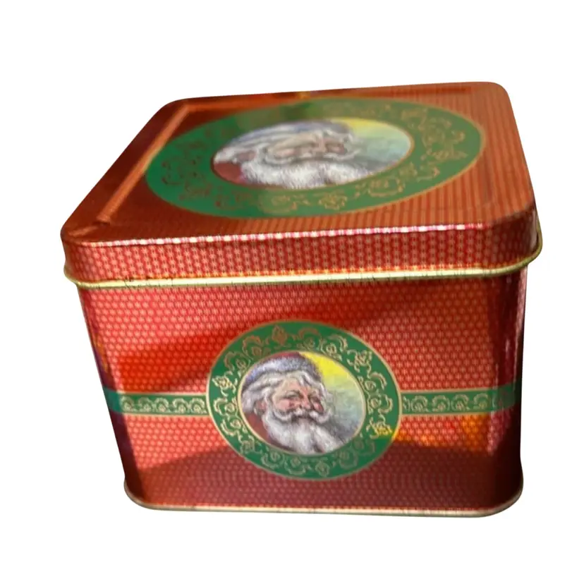 Vintage square holiday tin box