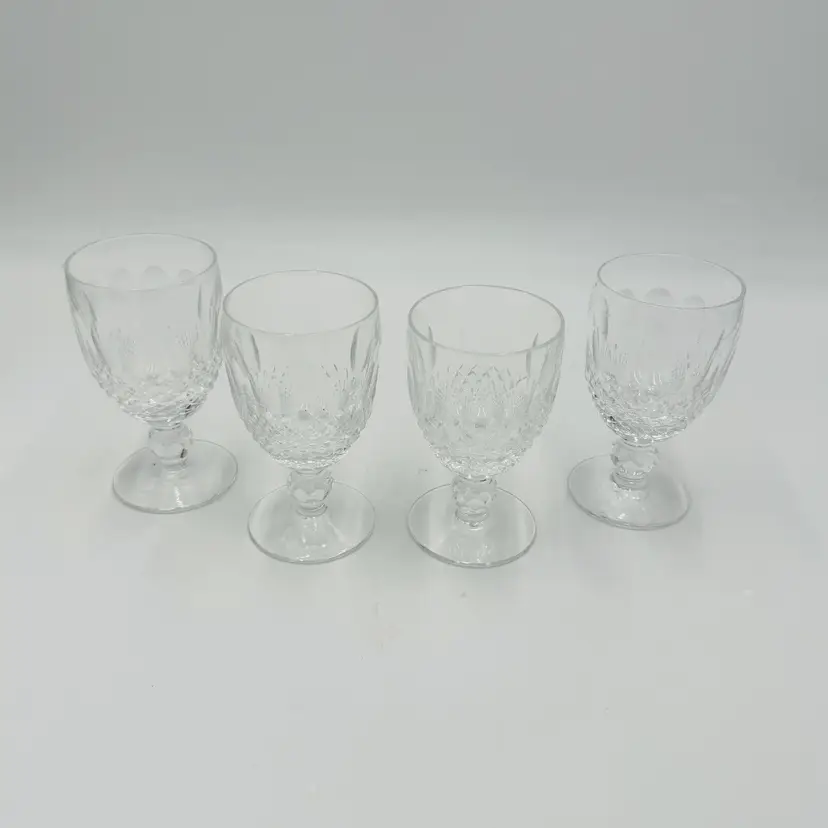 Vintage Waterford Crystal Colleen Short Stem Wine 3 Oz Set 4 Wine Glasses 5”