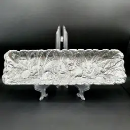 Vintage Arthur Court 1986 Aluminum Bunny Rabbit Rectangle Serving Tray