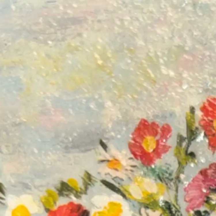 Small Framed Oil Painting Basket Of Flowers