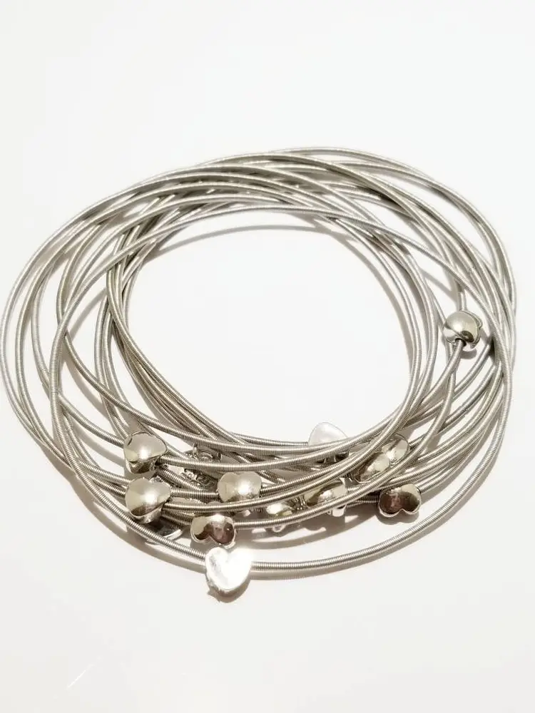 Bee Charming Sugar NY Piano Wire Bracelets With Infinity Heart Charm Color Choice