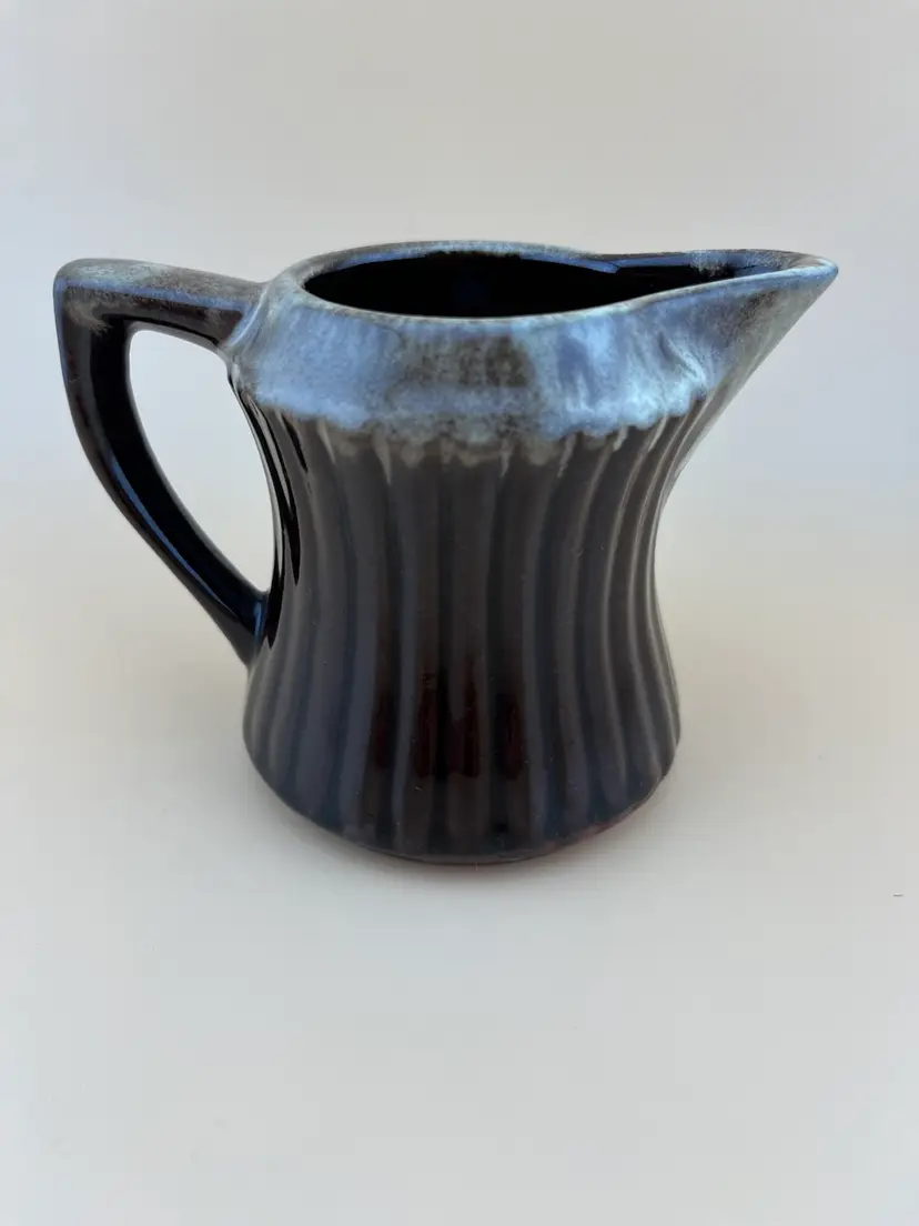 Vintage Brown Drip glaze Ribbed 3" Pitcher/Creamer/Vase