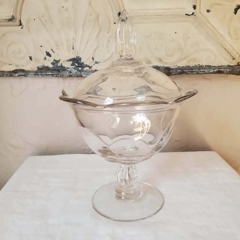 Canterbury by Duncan & Miller Clear Glass Bonbon Candy Dish With Lid