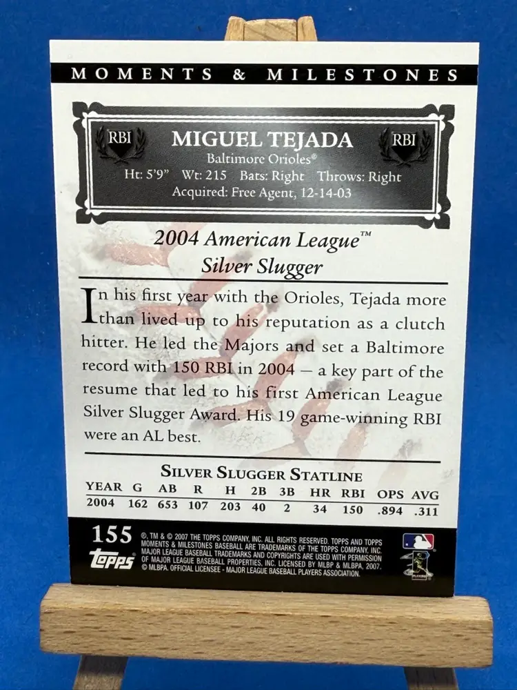 2007 Topps Moments & Milestones Miguel Tejada /150 Baltimore Orioles