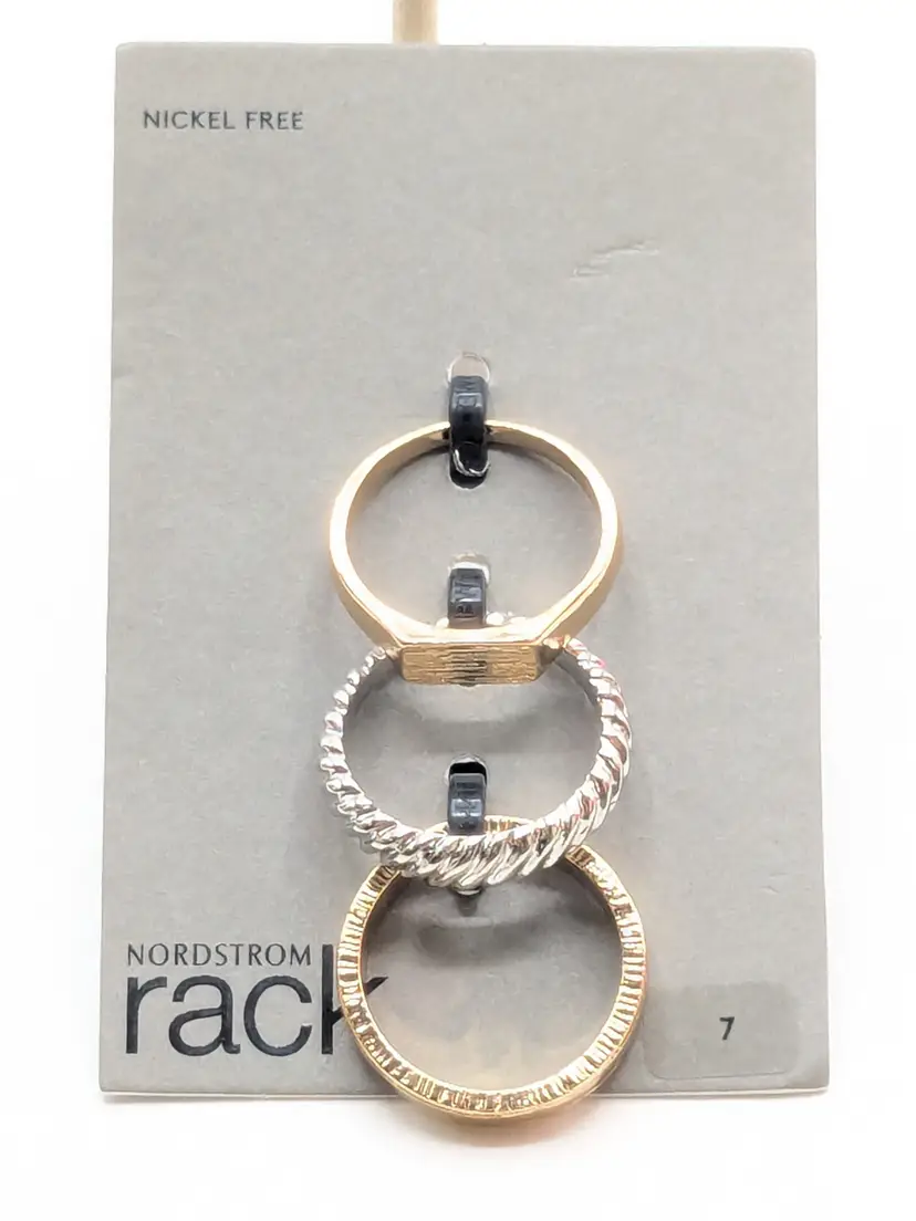 Nordstrom Rack Trio Ring Set Gold & Silver Tone NWT