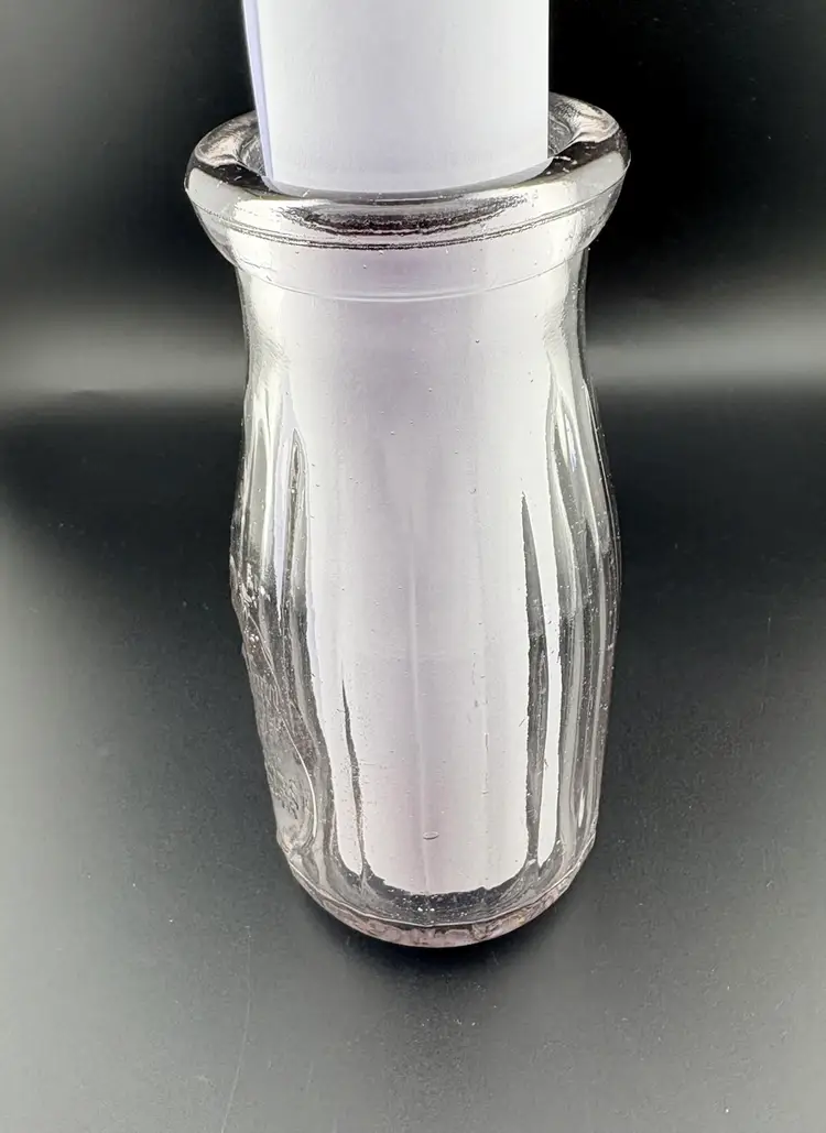 Vintage Cream Glass Bottle -New Sanitary Dairy 5.25” Tall x 2.5” Wide