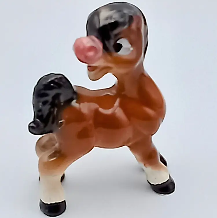 Vtg 1950s/ 1960s Ceramic Big Eyes Big Nose Laughing Horse Pony Figurine EUC
