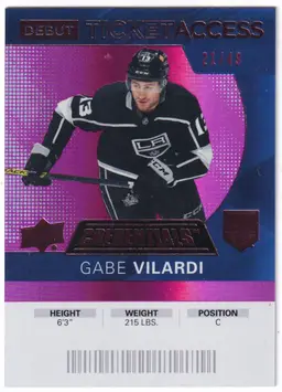 2020-21 Upper Deck Credentials Pink #136 Gabe Vilardi Los Angeles Kings Hockey Card