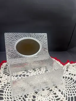 Vintage Clear Lucite Starburst Hinged Oval Mirror Small Jewelry Trinket Box
