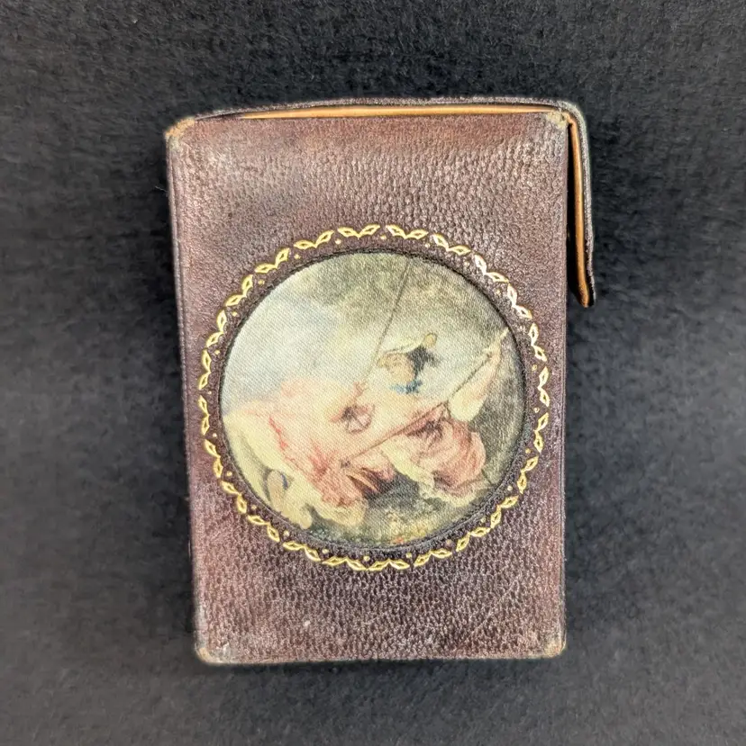 Vintage Saks Fifth Avenue Italy Leather Cigarette Case Rococo Style Lady Swing