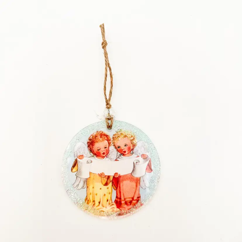 Girl Friends Vintage Illustration Christmas Ornament Handmade 3.5"D