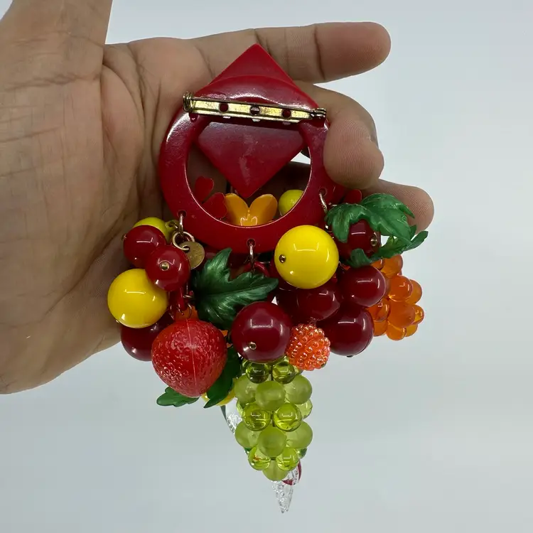 Anka 1980s Fruits, Flowers & Bird Brooch