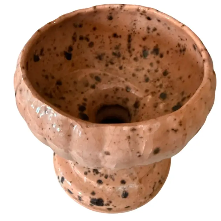 Art Deco Style Small Planter Splatter Glaze, Peach And Brown