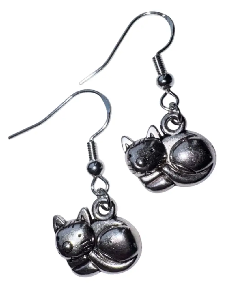 Cat Kitten Kitty Charm Handmade Dangle/Fishhook Earrings
