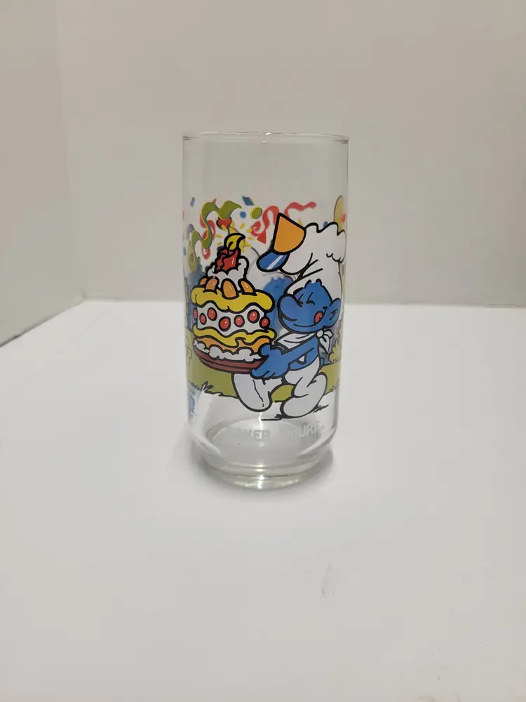 Baker Smurf Vintage 1983 Peyo Smurf Drinking Glass Wallace Berrie