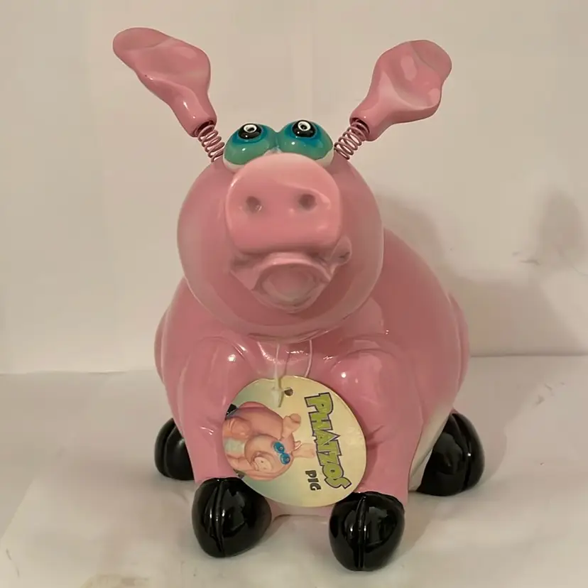 Tim Twinkler Collection - Phatzo Pig - Derpy Ceramic Pink Pig With Springs