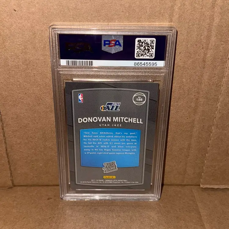 2017 Panini Donruss Optic Basketball Donovan Mitchell Rated Rookie Red/Yellow PSA 10 RC