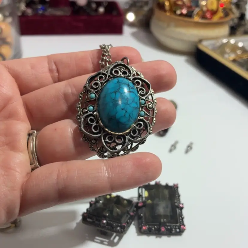 Southwestern Turquoise Filigree Necklace