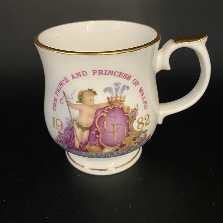 #2710  Vintage Commemorative Ceramic Mug 1982 First Child of Prince and Princess of Wales And Saucer