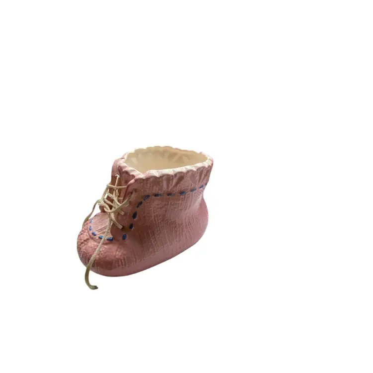 Vintage Pink Baby Bootie | Inarco Japan Black & Gold Sticker
