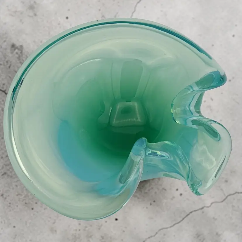 Cenedese Murano Blue Fade Art Glass Biomorphic Organic Shaped Bowl 60's Vintage