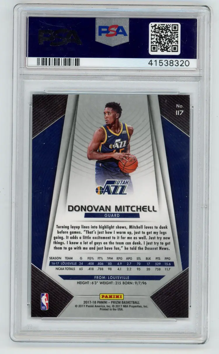 2017 Prizm Donovan Mitchell RC PSA 10 #117 Jazz
