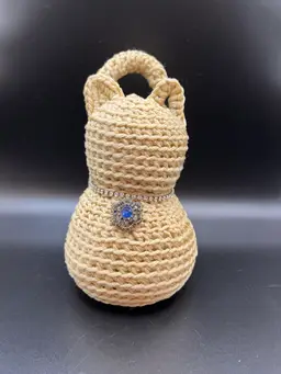 #01 - Cat Crochet By Me. Bling Around The Neck And At Tip Of Tail