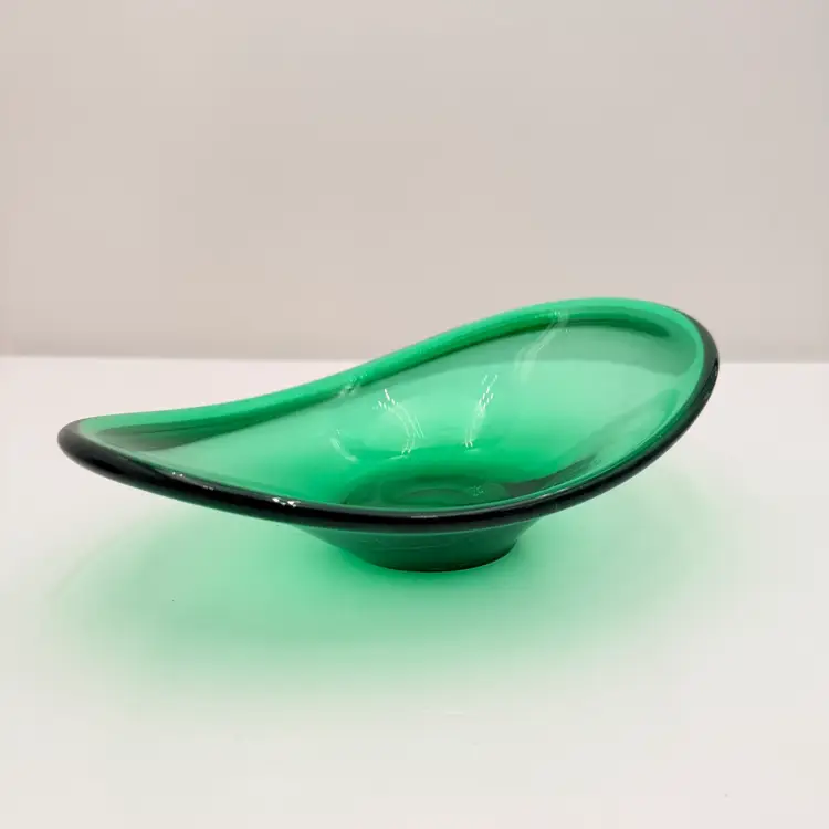 Green Art Glass Oblong Vintage IKEA Bowl