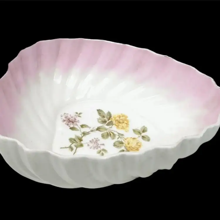 Antique CT Altwasser Porcelain Serving Bowl White Pink Germany Tielsch 10.5"