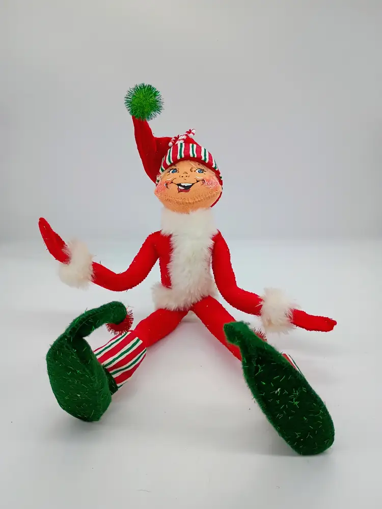 Annalee Christmas 2005 Large Red Sparkle Candy Strip Elf 14 IN 738605