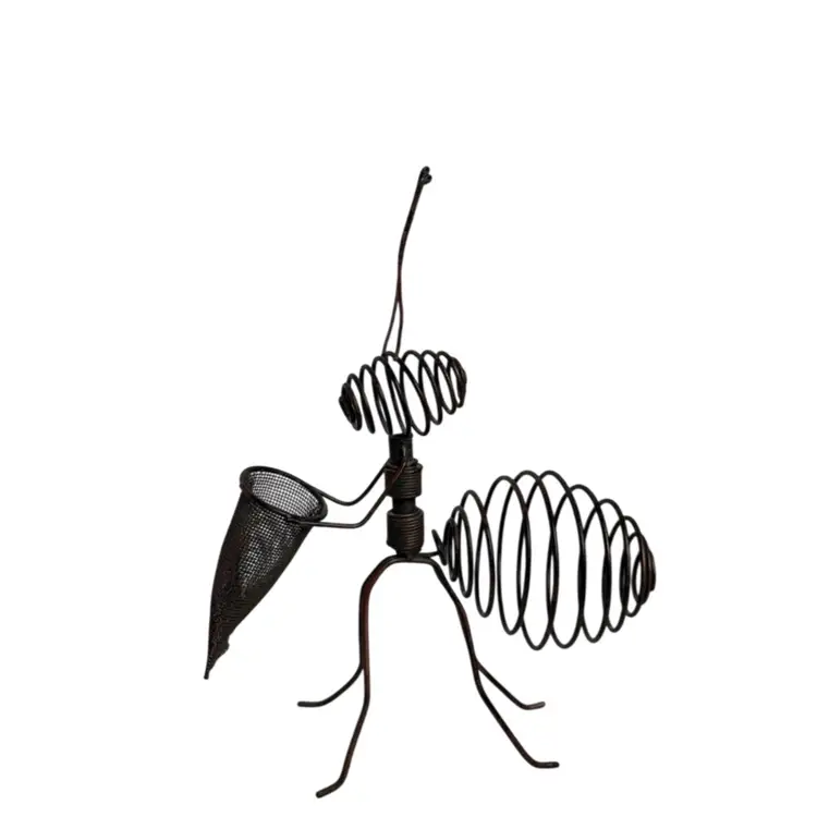 Figurine Ant with Basket Metal Wire Art Handmade Decor Rustic Vintage Air Plant/Shelf Decor
9” T x 7” L x 2-3/4” W