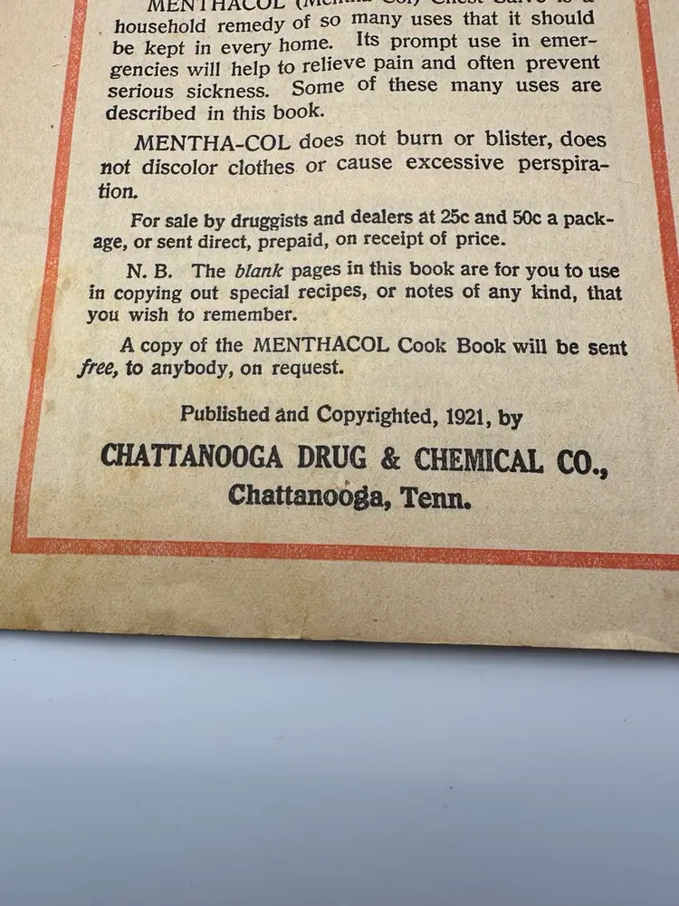 MENTHA-COL Cook Book