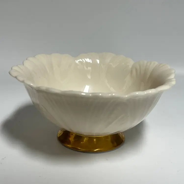 Lenox "Dorian" -Nut Dish- Beautiful Gold Pedestal Base- Pretty Pattern` 5" W, 2.25"H-Old Mark