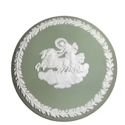 Wedgwood Sage Green Trinket Box 4” Diameter 1.5” T