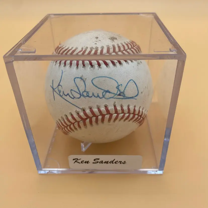 Ken Sanders Autographed Rawlings Official National League Baseball w/ Case