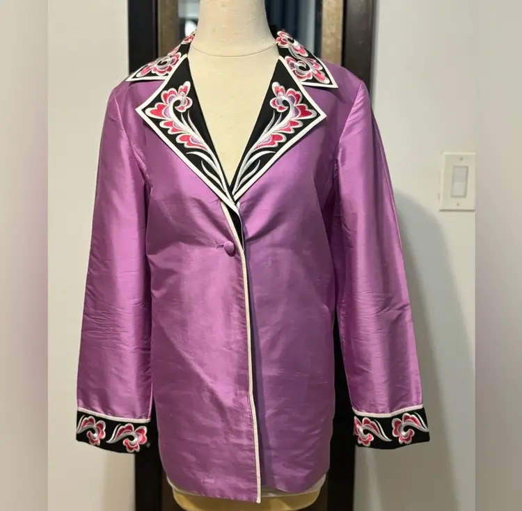 Vintage Bob Mackie Wearable Art Silk Blazer. Size M/L