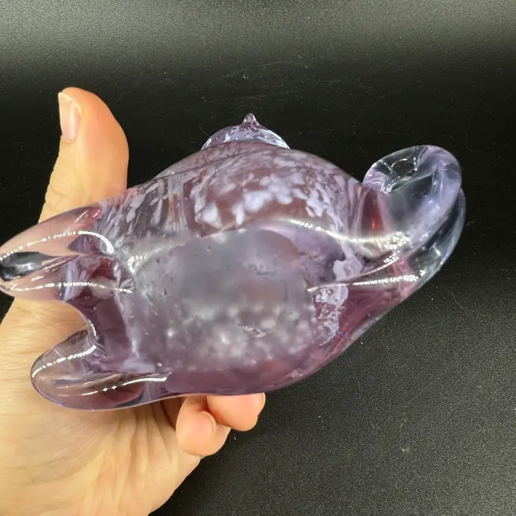 Neodymium Art Glass Purple Cat Figurine